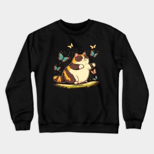 Cat And Butterflies Crewneck Sweatshirt